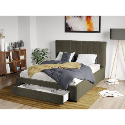 Pat Tapitat Adam cu somiera si sertar Verde inchis - Eden 12