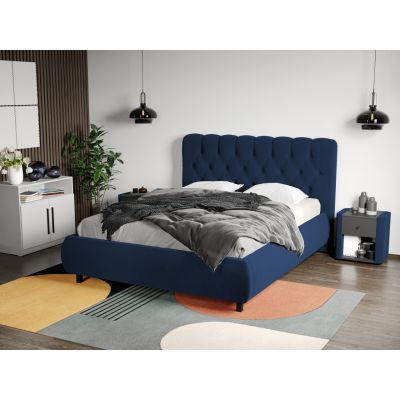 Pat Tapitat Catifea Mega cu somiera fixa Albastru inchis - Riviera 81 140x200