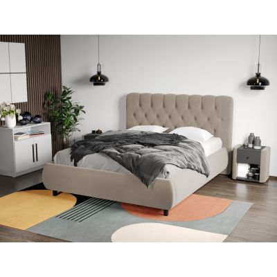 Pat Tapitat Catifea Mega cu somiera fixa Bej - Velluto 1 140x200