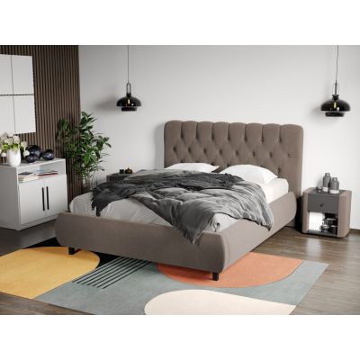 Pat Tapitat Catifea Mega cu somiera fixa Cappuccino Velluto 29 180x200 ieftin