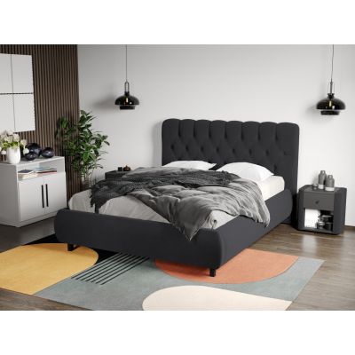 Pat Tapitat Catifea Mega cu somiera fixa Gri Inchis - Velluto 19 140x200