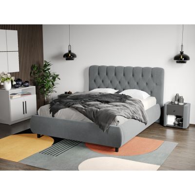 Pat Tapitat Catifea Mega cu somiera fixa Gri - Velluto 16 160x200