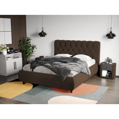 Pat Tapitat Catifea Mega cu somiera fixa Maro - Riviera 26 180x200