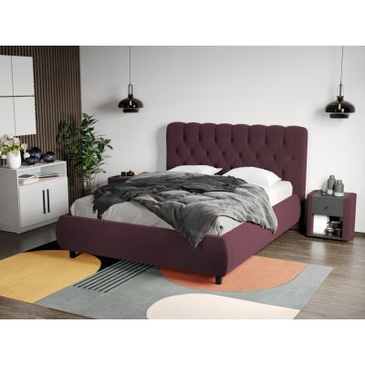 Pat Tapitat Catifea Mega cu somiera fixa Mov - Riviera 69 180x200