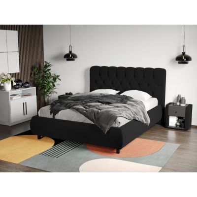 Pat Tapitat Catifea Mega cu somiera fixa Negru - Riviera 100 160x200