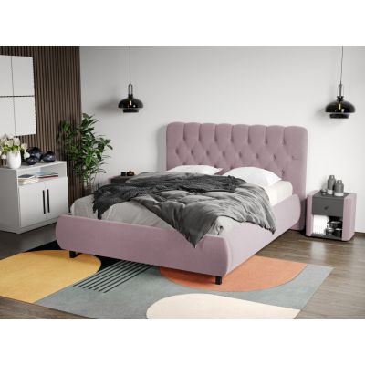 Pat Tapitat Catifea Mega cu somiera fixa Roz - Riviera 62 180x200