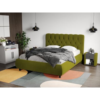 Pat Tapitat Catifea Mega cu somiera fixa Verde deschis - Riviera 36 180x200
