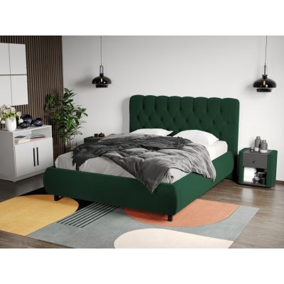Pat Tapitat Catifea Mega cu somiera fixa Verde inchis - Riviera 38 160x200