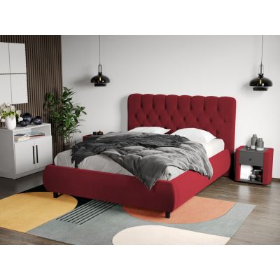 Pat Tapitat Catifea Mega cu somiera fixa Visiniu - Riviera 61 180x200