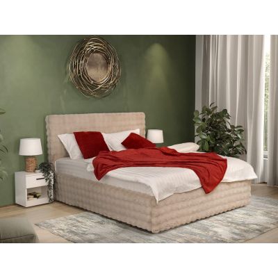 Pat Tapitat cu somiera fixa - Blănița Bej - Cat 160x200