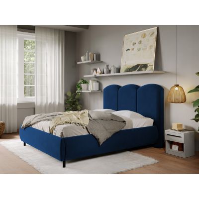 Pat Tapitat cu somiera fixa - Catifea Albastra - Nero 180x200