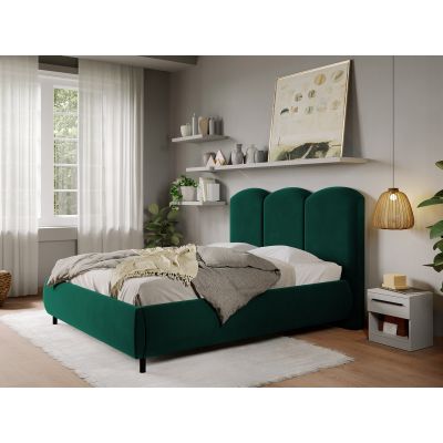Pat Tapitat cu somiera fixa - Catifea Verde - Nero 160x200