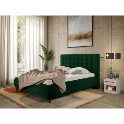 Pat Tapitat cu somiera fixa - Catifea Verde - Velvet 160x200