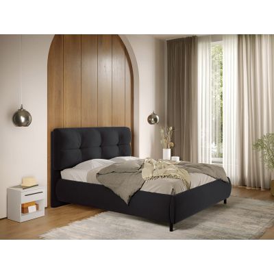 Pat Tapitat cu somiera fixa - Negru - Ramses 160x200