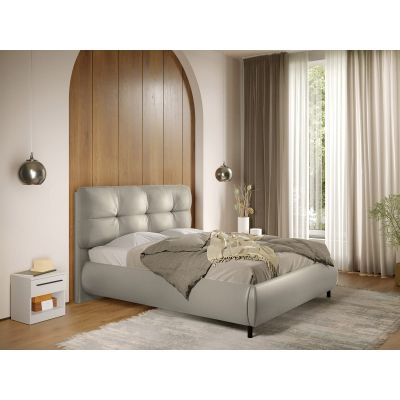 Pat Tapitat cu somiera fixa - Piele Crem - Ramses 140x200