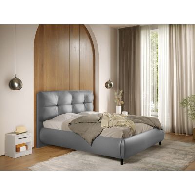 Pat Tapitat cu somiera fixa - Piele Gri - Ramses 180x200