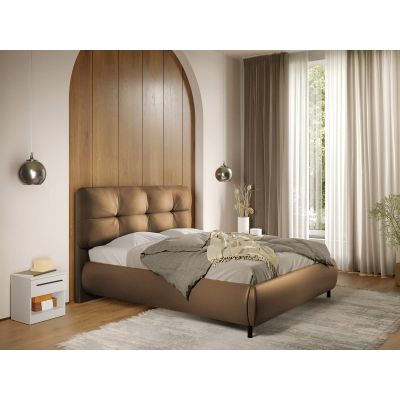 Pat Tapitat cu somiera fixa - Piele Maro - Ramses 160x200