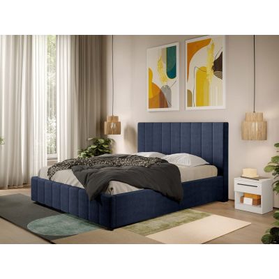 Pat Tapitat cu somiera fixa - Stofa Albastra - Dallas 140x200