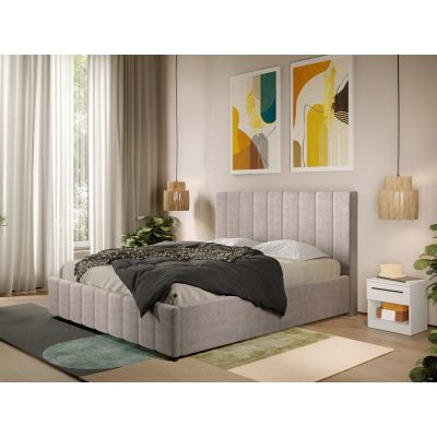 Pat Tapitat cu somiera fixa - Stofa Bej - Dallas 140x200