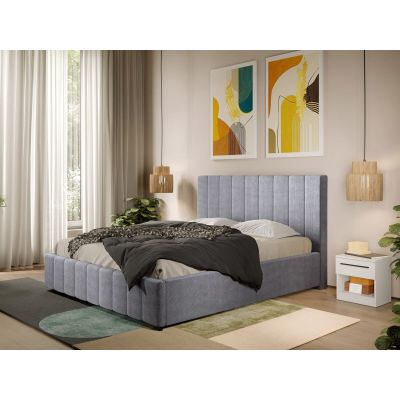 Pat Tapitat cu somiera fixa - Stofa Gri - Dallas 160x200