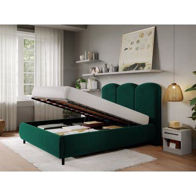 Pat Tapitat cu somiera rabatabila - Catifea Verde - Nero 180x200