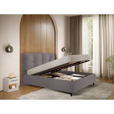 Pat Tapitat cu somiera Rabatabila Gri - Ramses 140x200