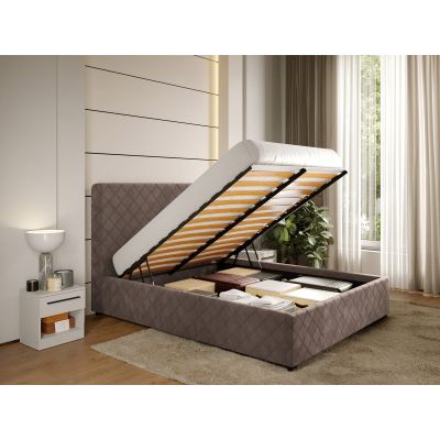 Pat Tapitat cu somiera rabatabila - Maro - Ruby 180x200