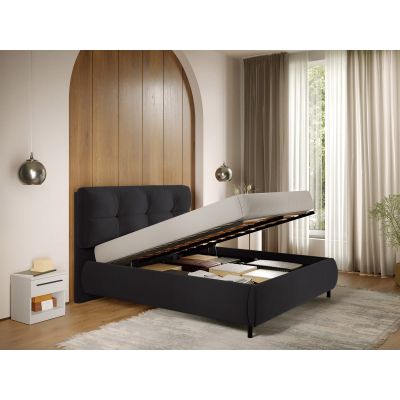 Pat Tapitat cu somiera rabatabila - Negru - Ramses 180x200