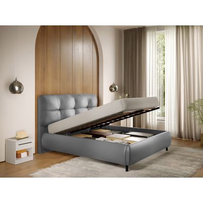 Pat Tapitat cu somiera rabatabila - Piele Gri - Ramses 160x200