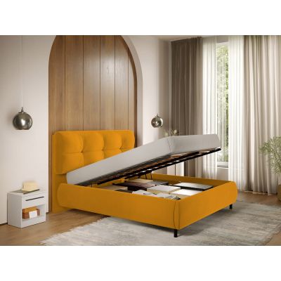 Pat Tapitat cu somiera rabatabila - Portocaliu - Ramses 140x200