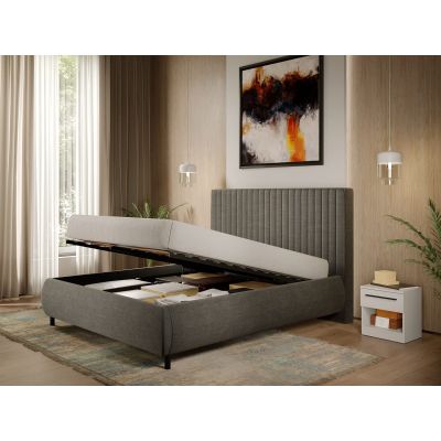 Pat Tapitat cu somiera rabatabila - Stofa Gri - Line 160x200