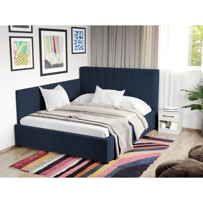 Pat Tapitat de colt Adam cu somiera fixa Albastru - Falcone 80 180x200