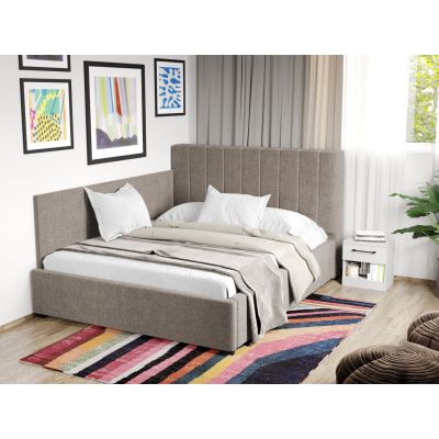 Pat Tapitat de colt Adam cu somiera fixa Bej - Eden 4 90 x 200