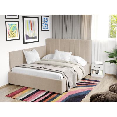 Pat Tapitat de colt Adam cu somiera fixa Bej - Falcone 102 180x200