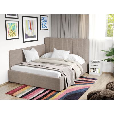 Pat Tapitat de colt Adam cu somiera fixa Bej - Poso 02 140x200