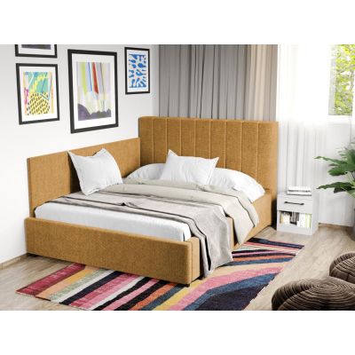 Pat Tapitat de colt Adam cu somiera fixa Galben - Eden 11 90 x 200