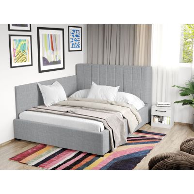 Pat Tapitat de colt Adam cu somiera fixa Gri Deschis - Poso 55 140x200