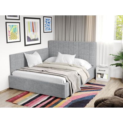 Pat Tapitat de colt Adam cu somiera fixa Gri Deschis - Poso 55 140x200