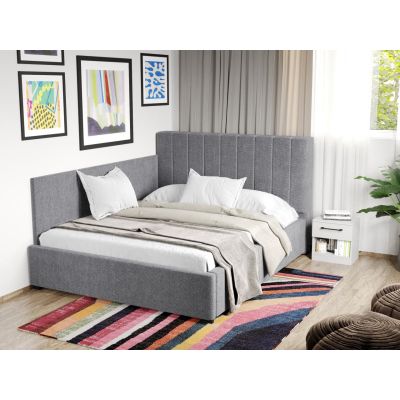 Pat Tapitat de colt Adam cu somiera fixa Gri - Eden 18 160x200