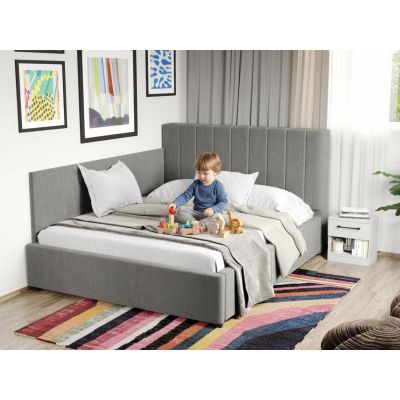 Pat Tapitat de colt Adam cu somiera fixa Gri - Falcone 21 140x200
