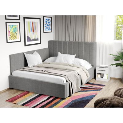 Pat Tapitat de colt Adam cu somiera fixa Gri - Falcone 21 180x200