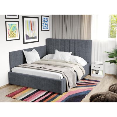 Pat Tapitat de colt Adam cu somiera fixa Gri - Poso 22 140x200