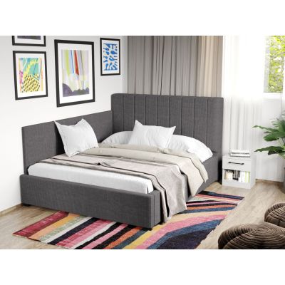 Pat Tapitat de colt Adam cu somiera fixa Gri - Poso 22 180x200