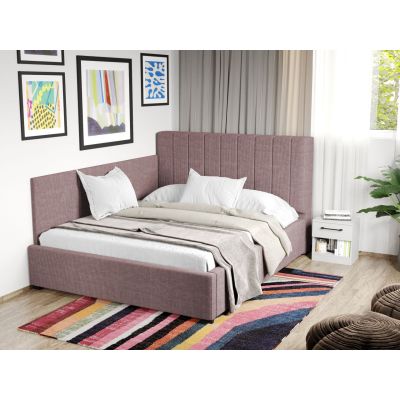 Pat Tapitat de colt Adam cu somiera fixa Roz - Poso 27 180x200