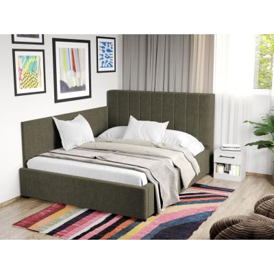 Pat Tapitat de colt Adam cu somiera fixa Verde inchis - Eden 12 140x200
