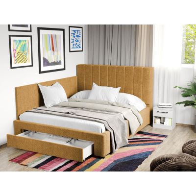 Pat Tapitat de colt Adam cu somiera si sertar Galben - Eden 11