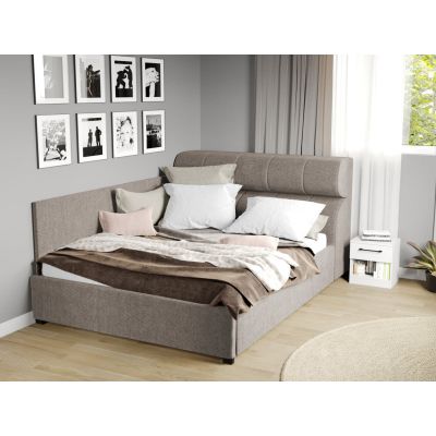 Pat Tapitat de colt Galileo cu somiera fixa Bej - Eden 4 160x200