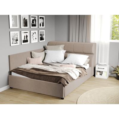 Pat Tapitat de colt Galileo cu somiera fixa Bej - Jasmine 22 180x200