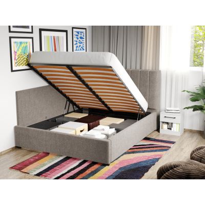 Pat Tapitat de colt pentru saltea de 190 Adam rabatabil cu lada Bej - Eden 4 180x190