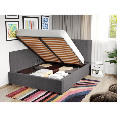 Pat Tapitat de colt pentru saltea de 190 Adam rabatabil cu lada Gri - Poso 22 180x190